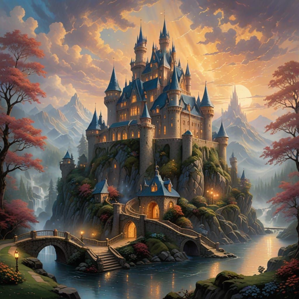 Whimsical Castle in Enchanted Dreamlike Realm