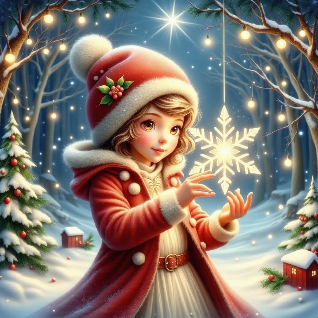Cute Christmas Fairy in Vibrant Flux Art Style