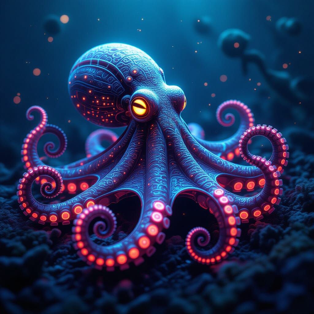 Bioluminescent Biomechanical Octopus