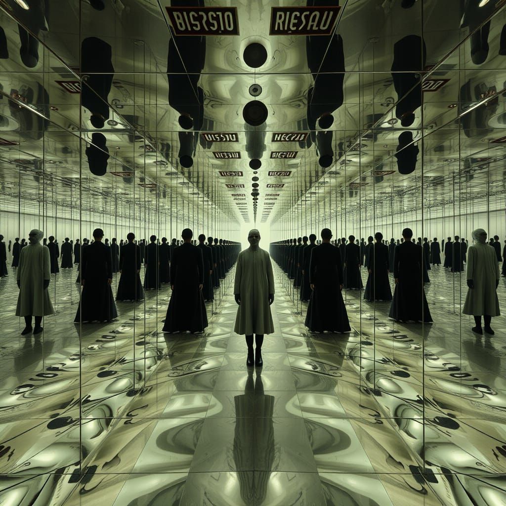 Infinite Reflections: A Hyperrealistic Futurism Paradox