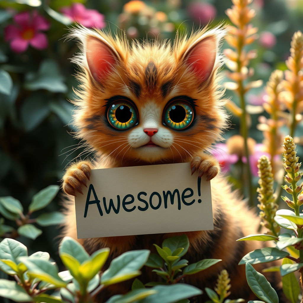 Fuzzy Cat-Caterpillar in Lush Botanical Garden