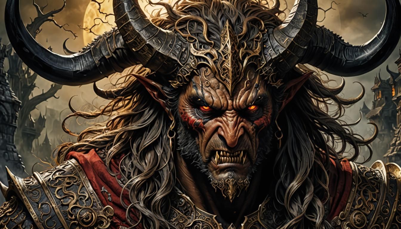 Demonic Figures Under Weeping Willow, Ethereal Fantasy