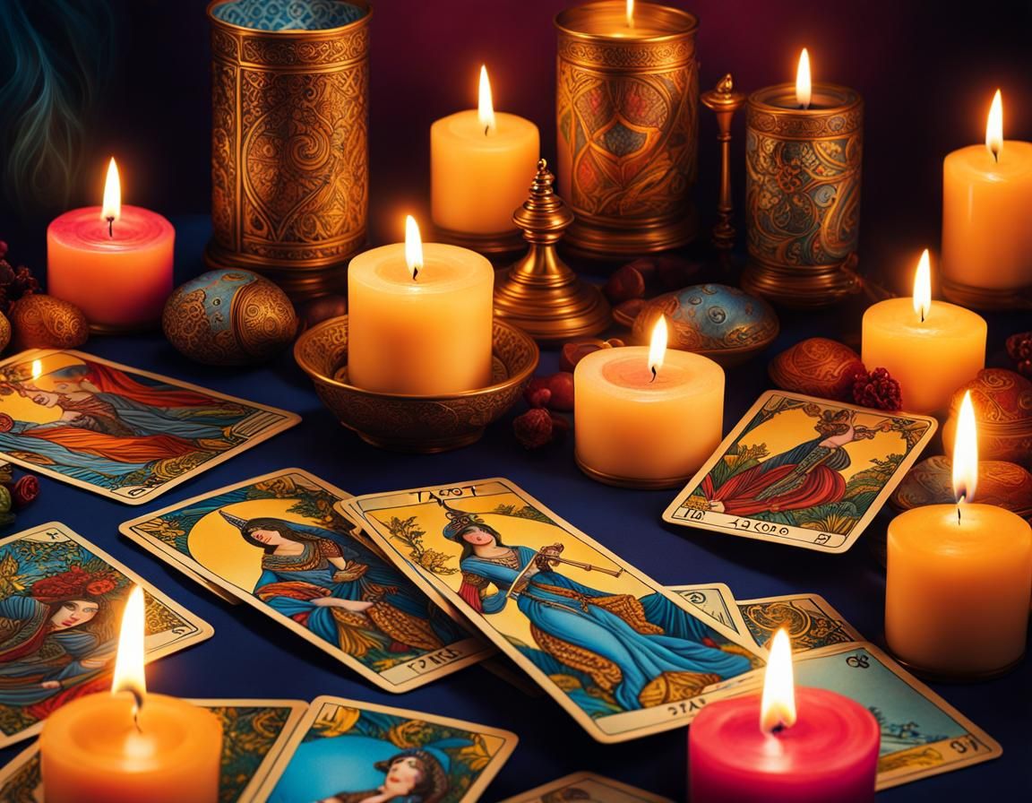 Mystical Tarot Cards in Photorealistic Still Life