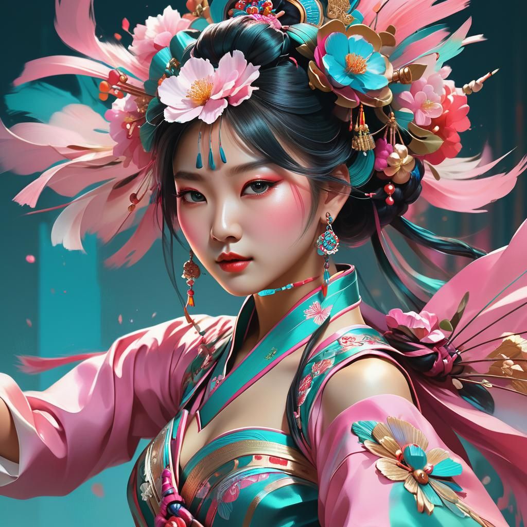 Korean Dancer Portrait with Dynamic Lighting