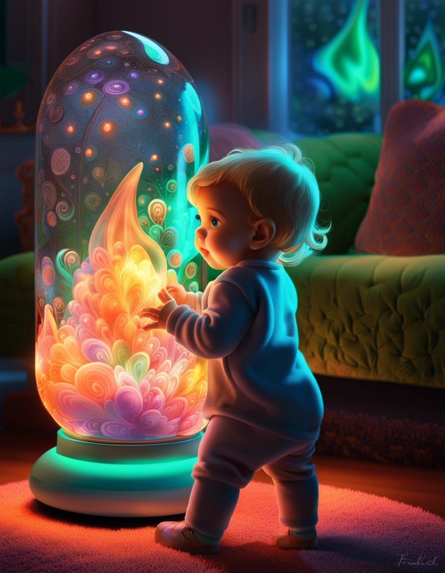Toddler and Lava Lamp: A Digital Rendering