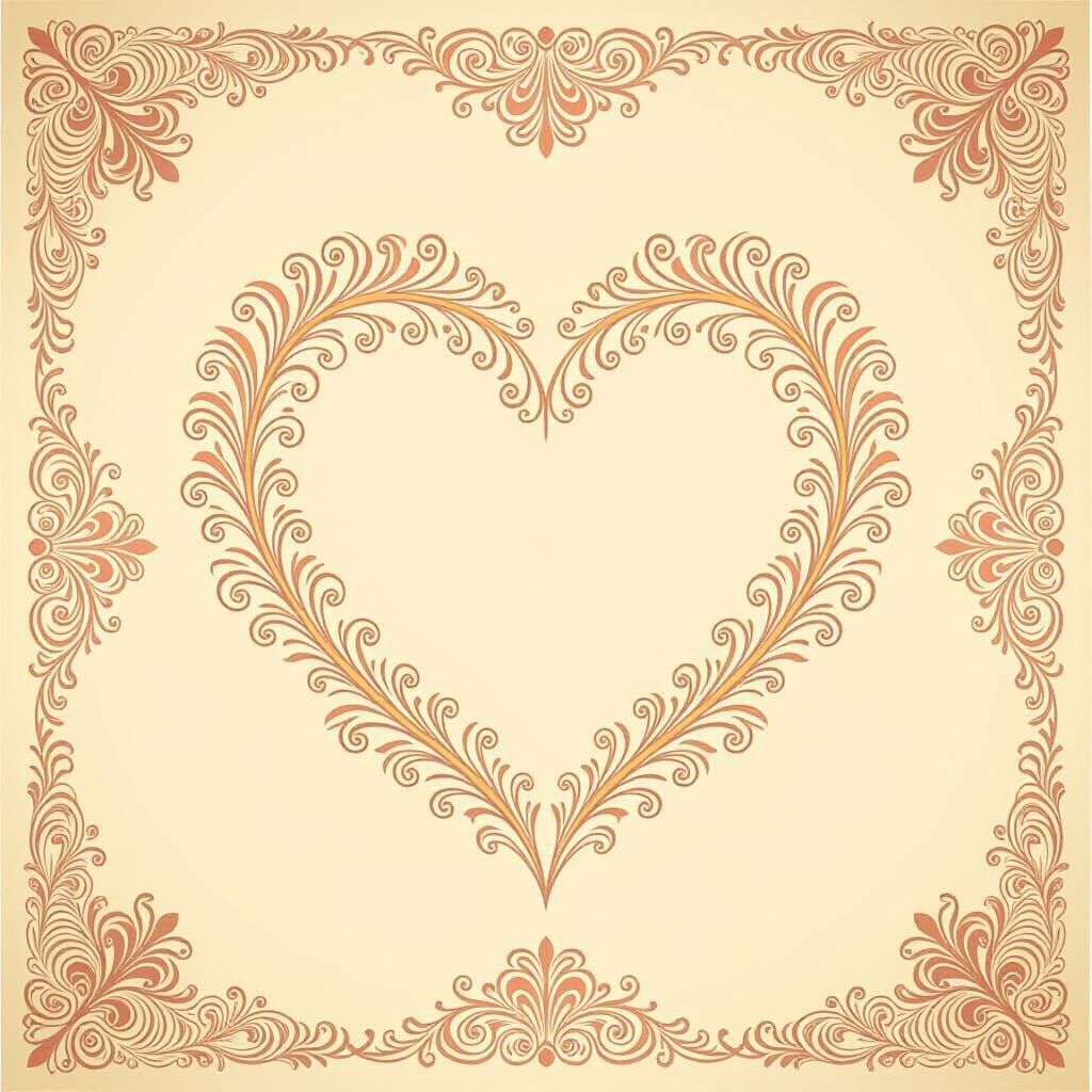 Vintage Heart with Pastel Colors and Ornate Patterns