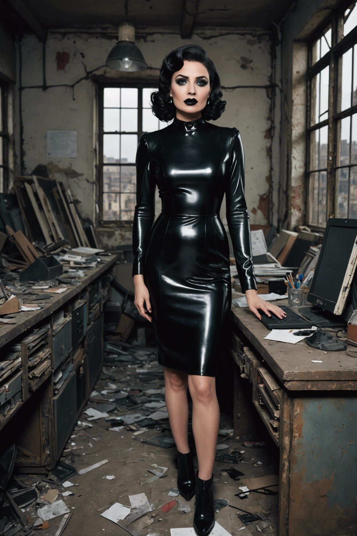 Oily Skinned Secretary in City Ruins