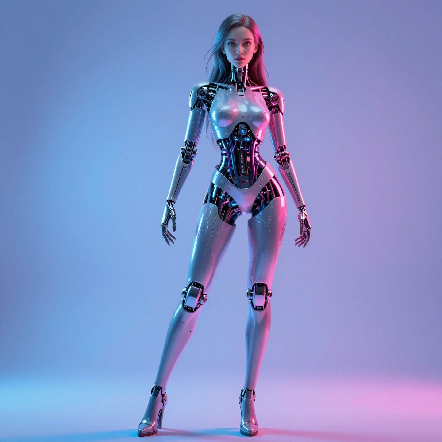 Futuristic Robot Woman with Neon Accents