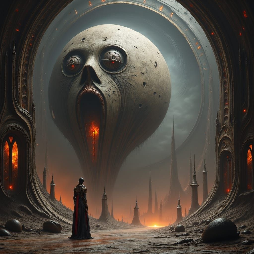 Ethereal AI Deity in Decaying Moon Cathedral