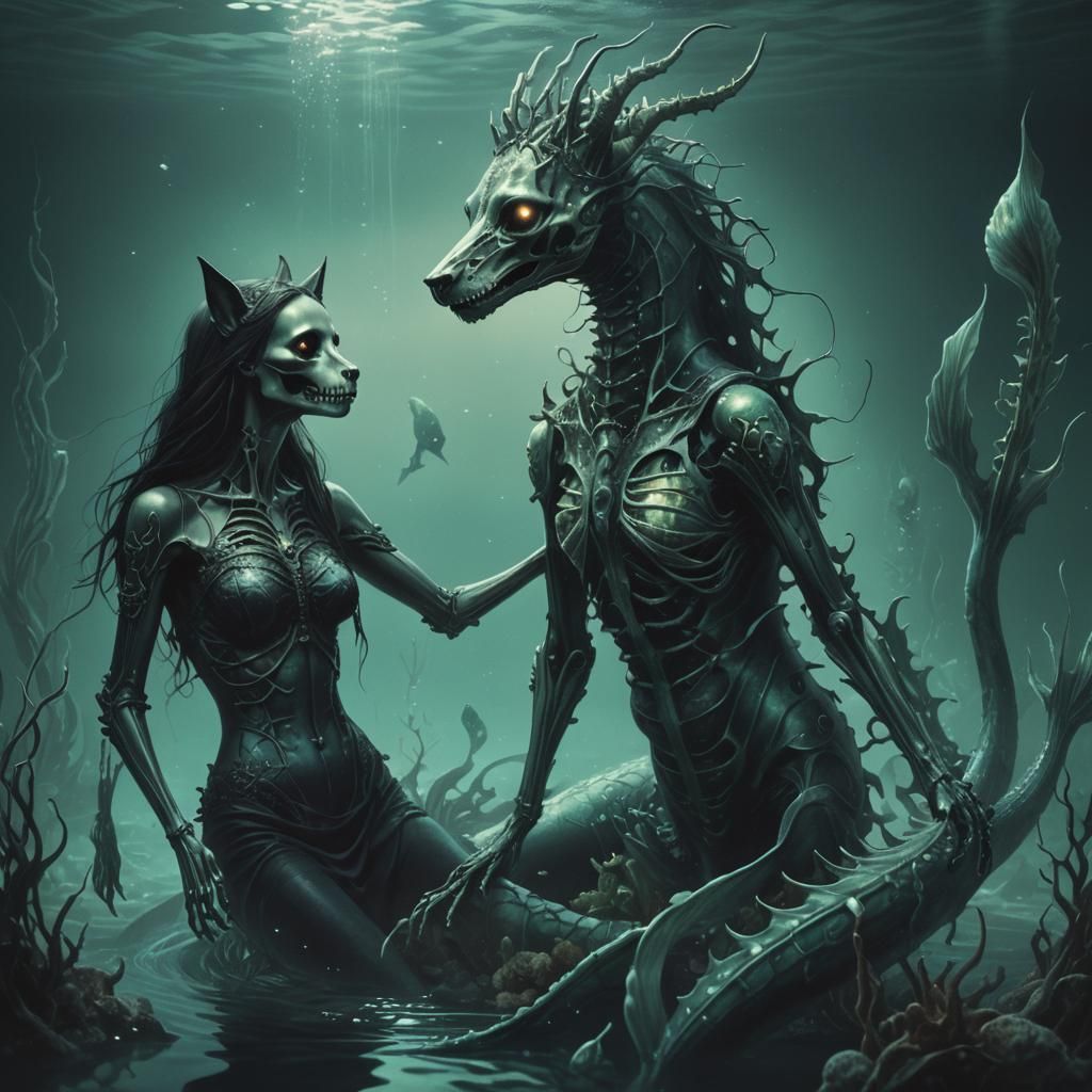 Gothic Kelpie and Skeletal Mermaid Queen