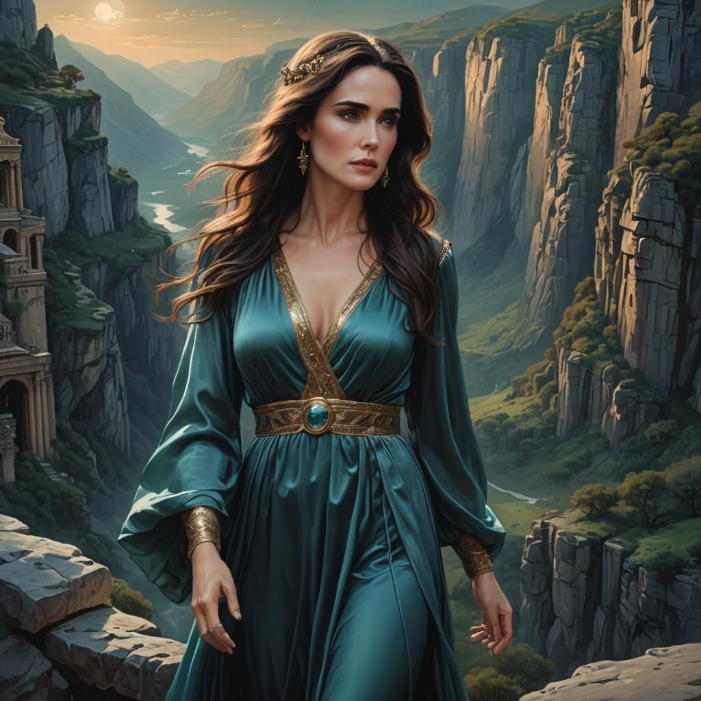 Goddess Vesta Portrait in Lush Valley, Artgerm Style