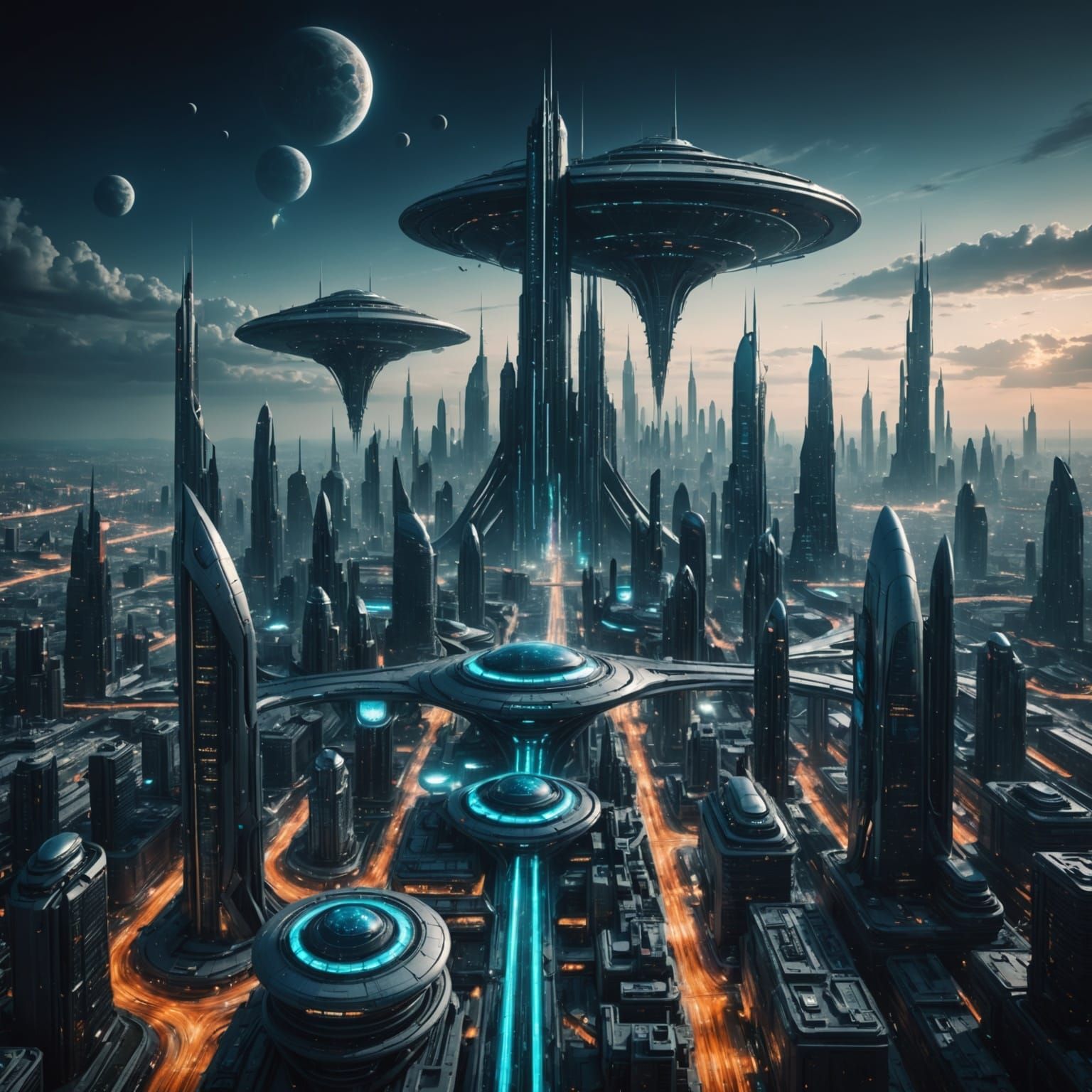 Futuristic Alien Cityscape with Advanced Technology