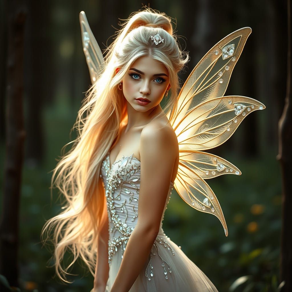 Vibrant Fairy in Shimmering Forest