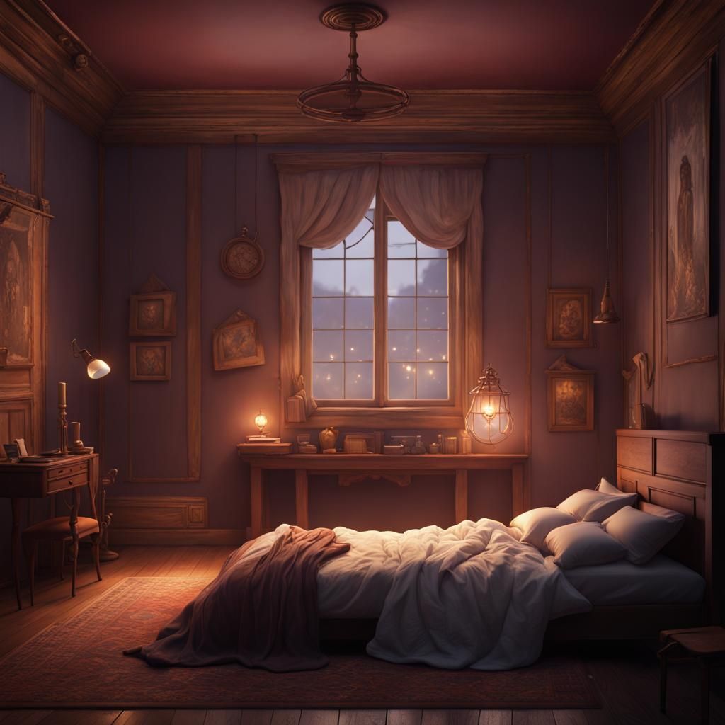 Girl Sleeping in Simple Room: Matte Painting