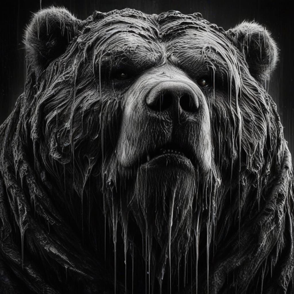 Gothic Kodiak Bear Portrait in Heavy-Metal Style