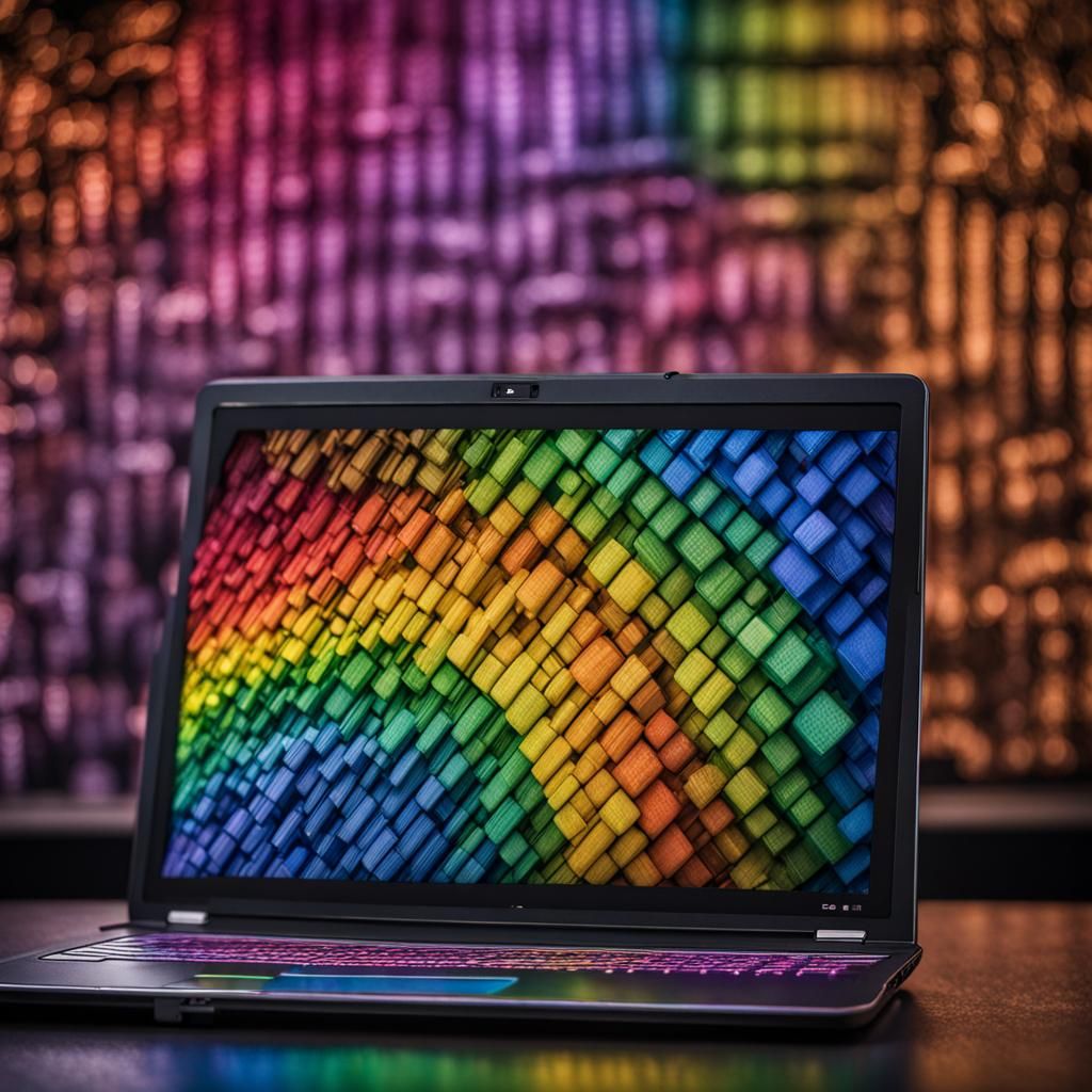 Hyperrealistic Rainbow Laptop with Intricate Details