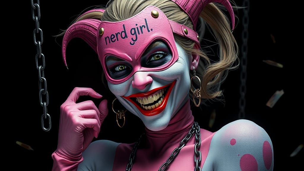 Surreal Female Joker in Pink Tights