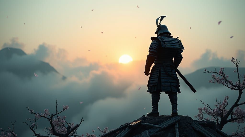 Samurai on Misty Peak: Ukiyo-e Meets Cinematic Art
