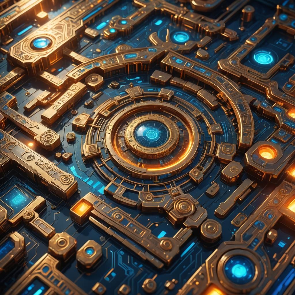 Mystical Artifacts Glow in High-Tech Lab