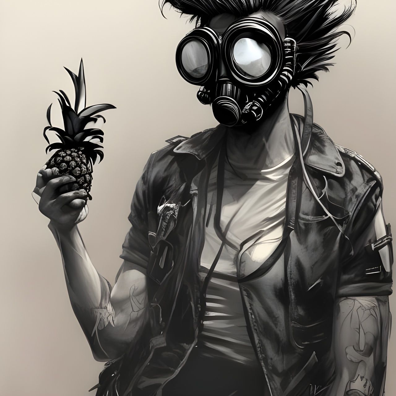 Punk with Gas Mask: Hyperrealistic 8k Portrait