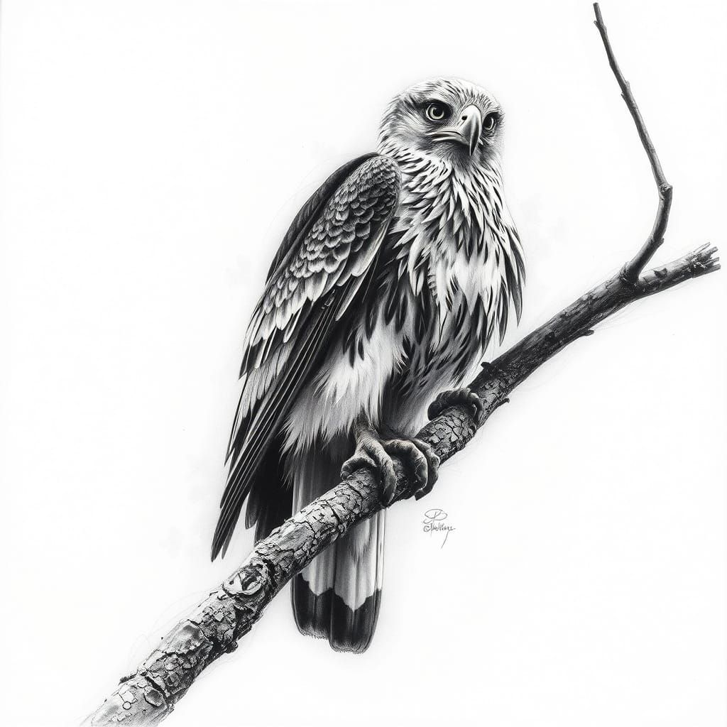 Majestic Hawk in Hyperdetailed Charcoal