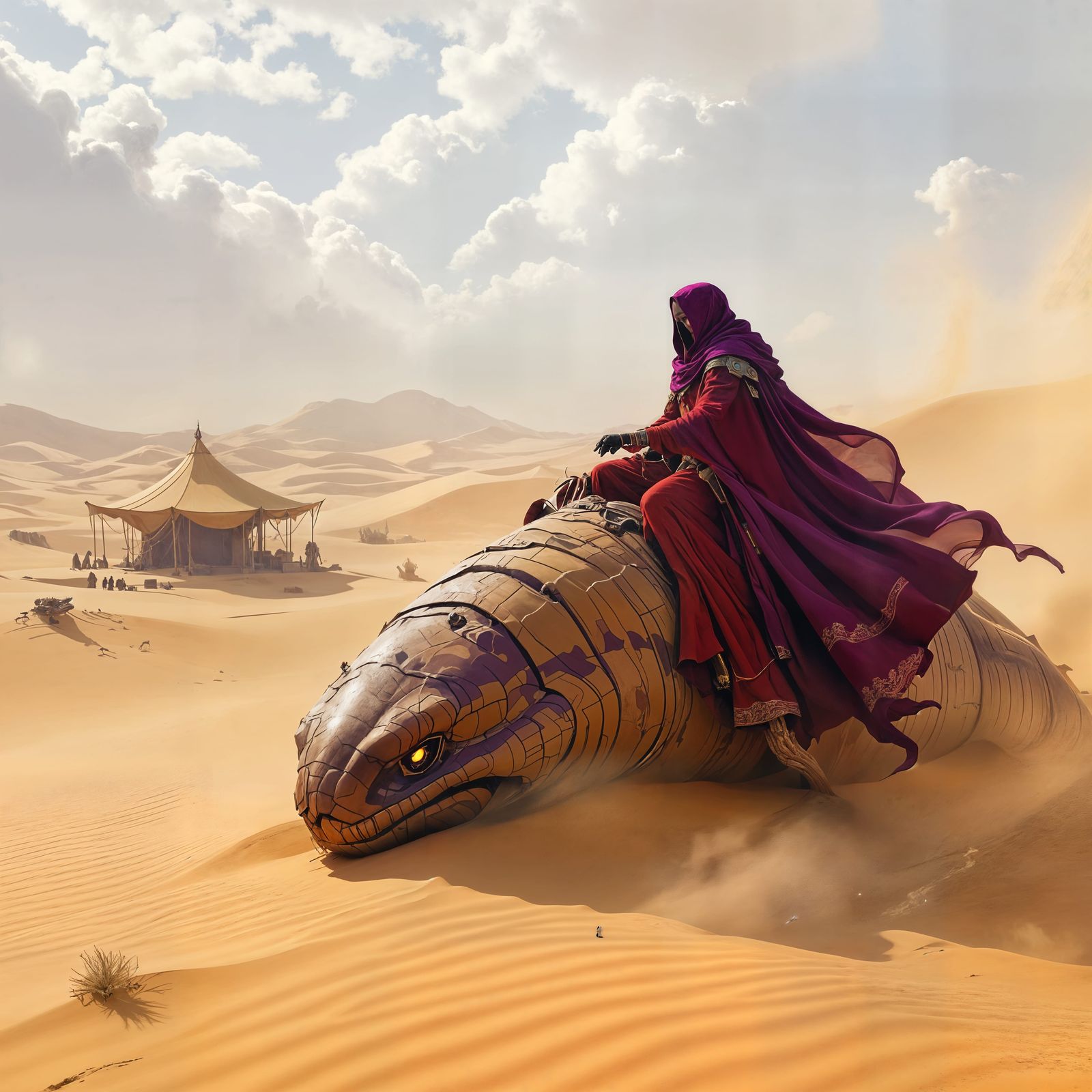 Nomad Rides Sandworm in Swirling Desert Storm