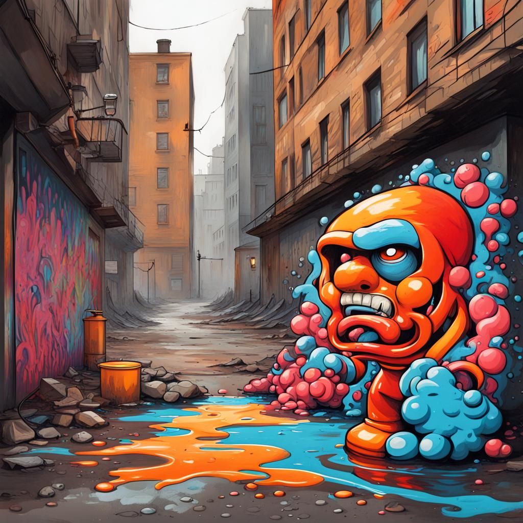 Soviet Cartoons in Graffiti Splash Art Style