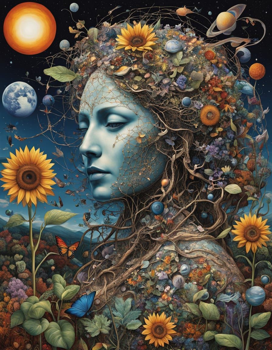 Hyperdetailed Surreal Woman Made of Kitchen Tools in a Black...