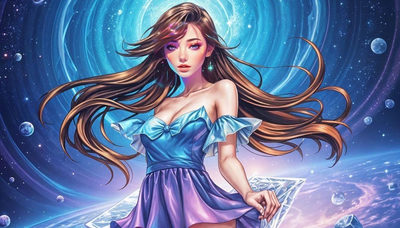 Surreal Anime Goddess Radiates Cosmic Beauty