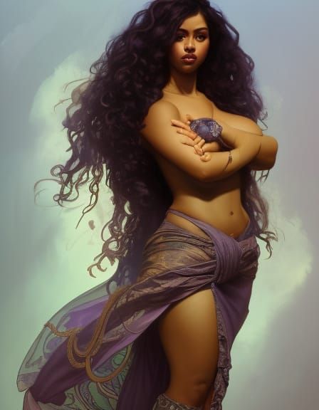 Esmeralda Portrait with Snake in Art Nouveau Style