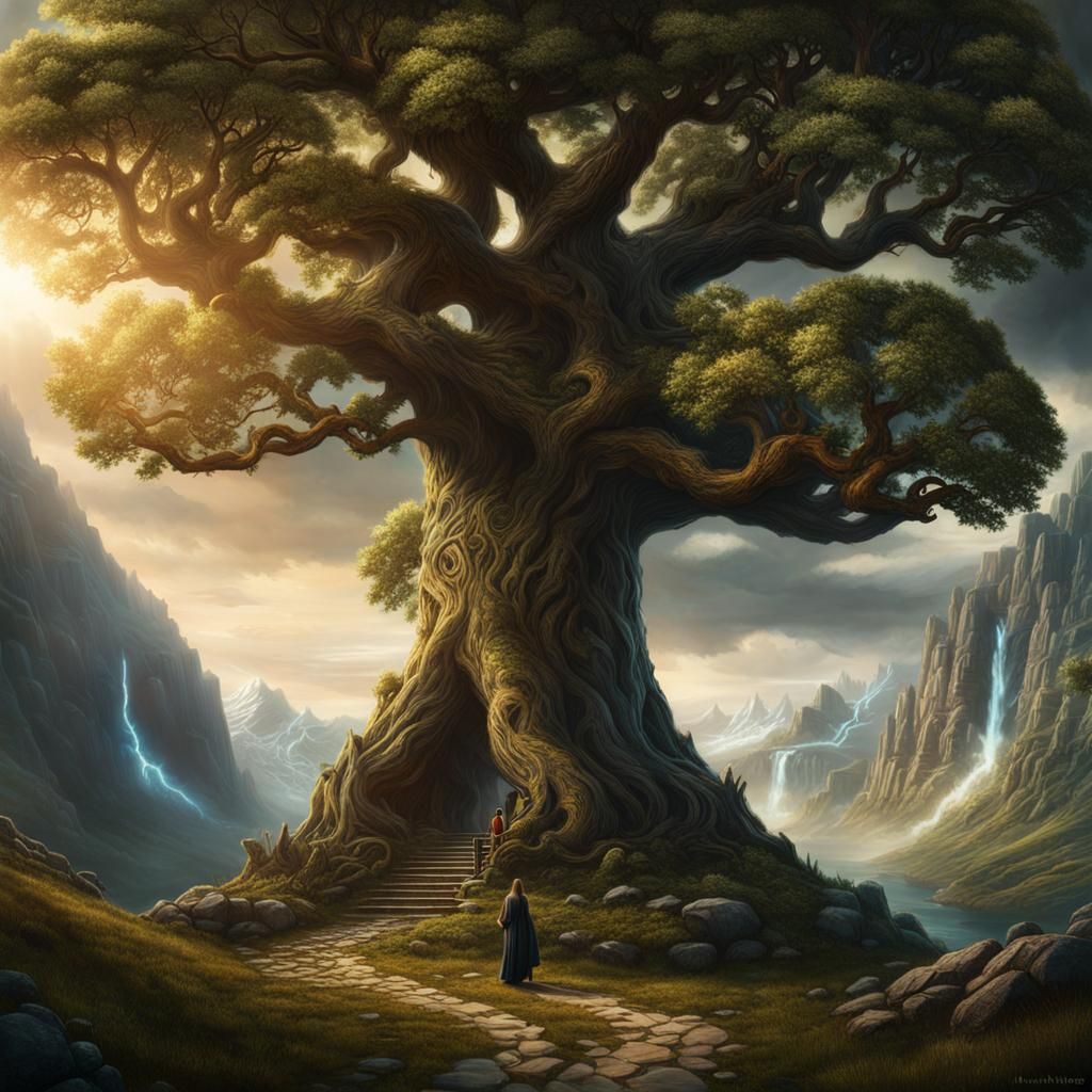 Fenrir and Yggdrasil: Epic Digital Matte Painting