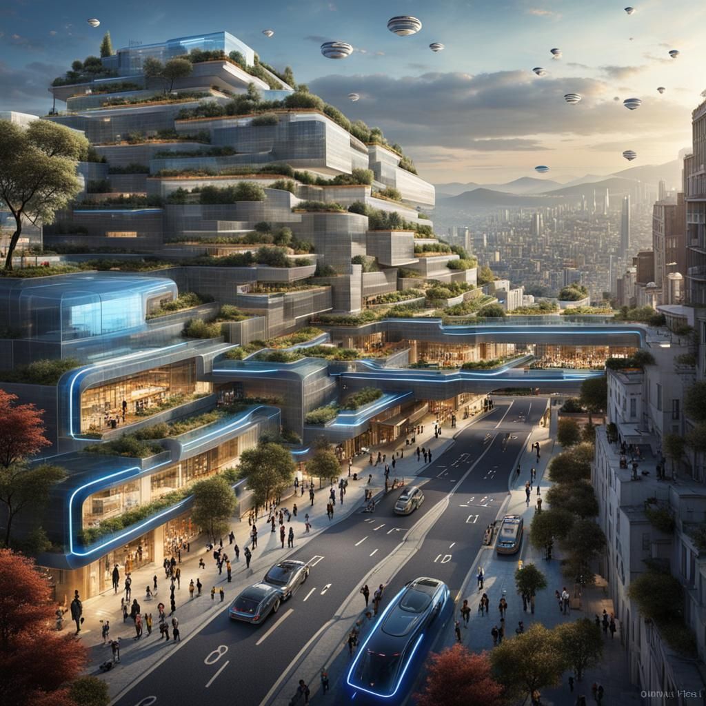 Futuristic Greek-Korean Utopia Cityscape