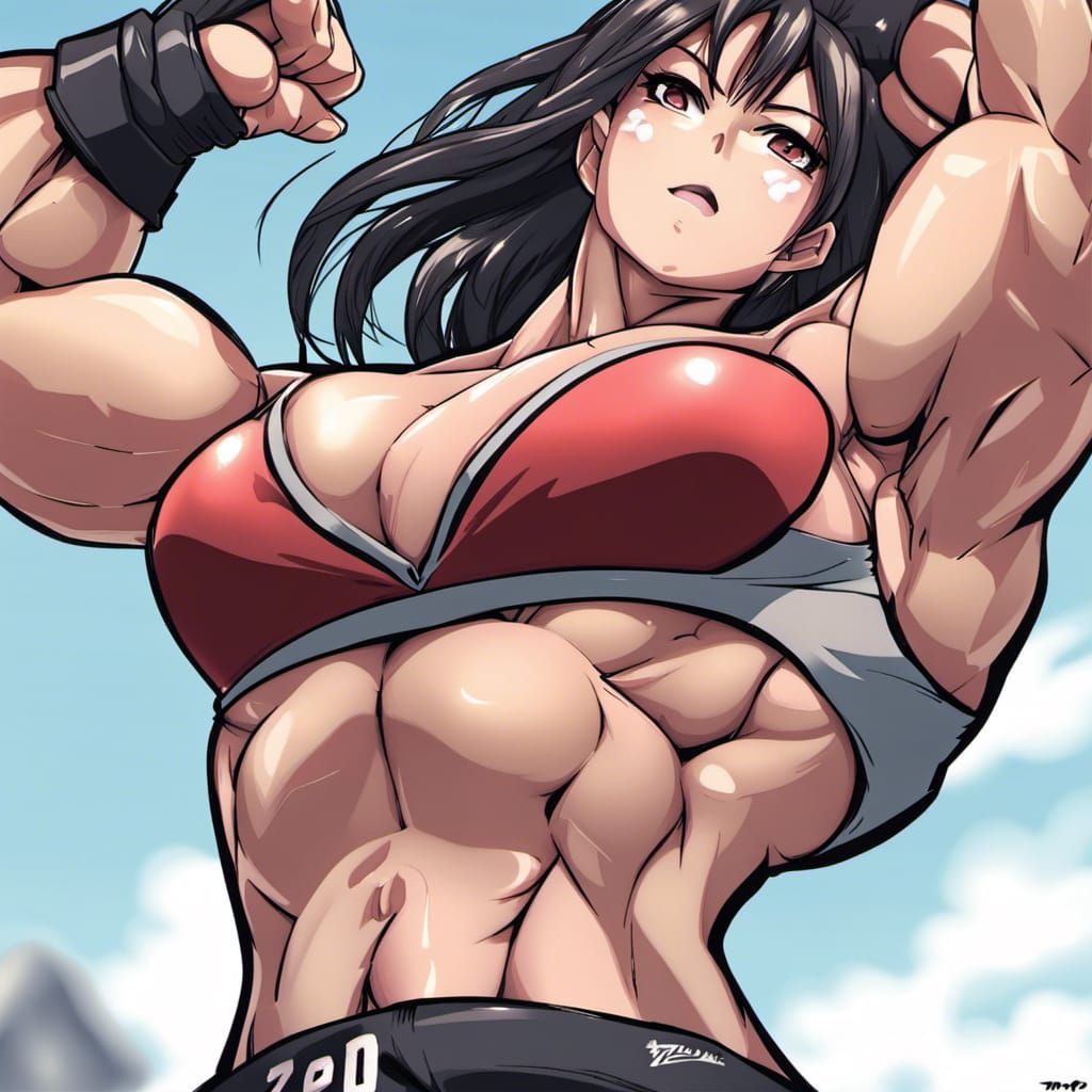 Anime Muscle Girl in Manga Style