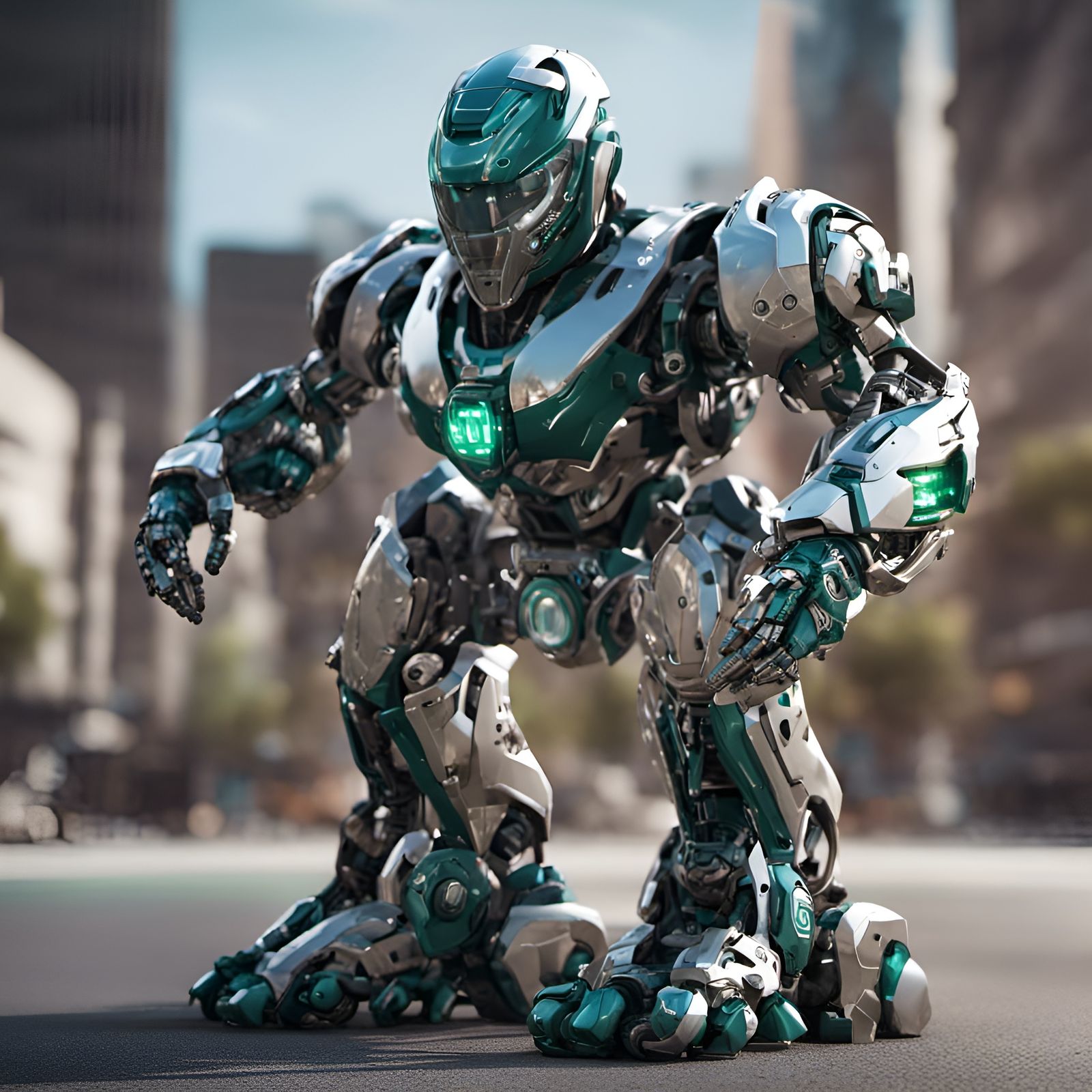 Futuristic Robotic Philadelphia Eagles Figure in Sci-Fi Styl...