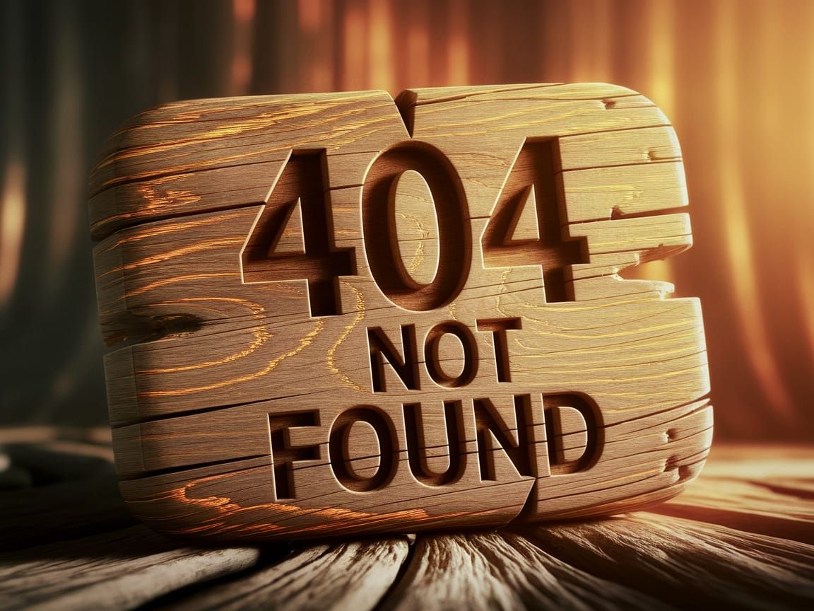 404 Error Message Carved in Weathered Wood