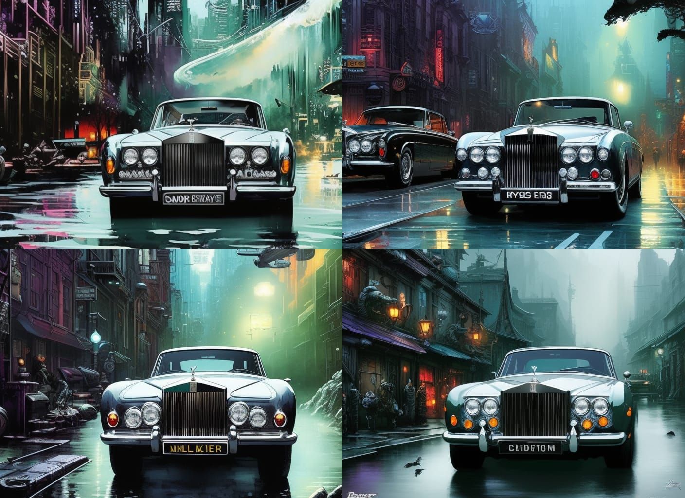 Rolls Royce Silver Shadow in Watercolor Splash Art