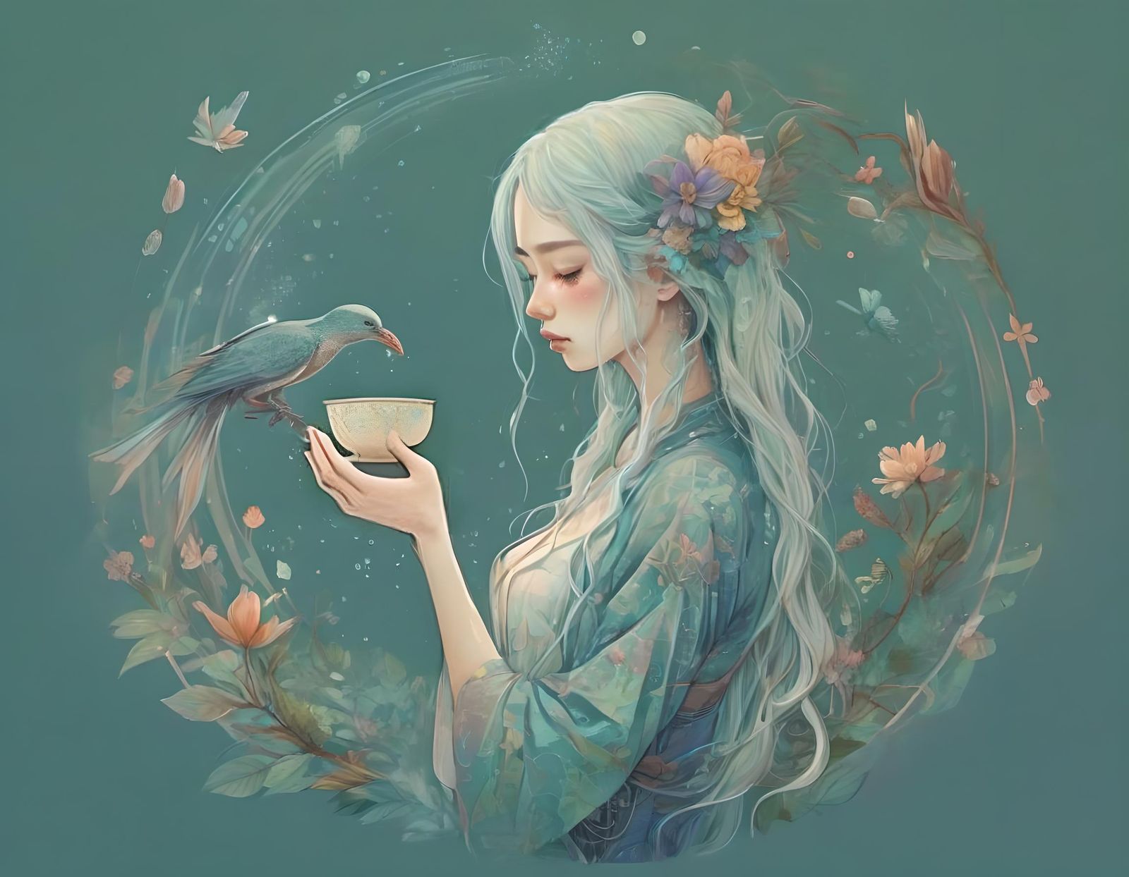 Whimsical Tea Illustration in Digital Art Style