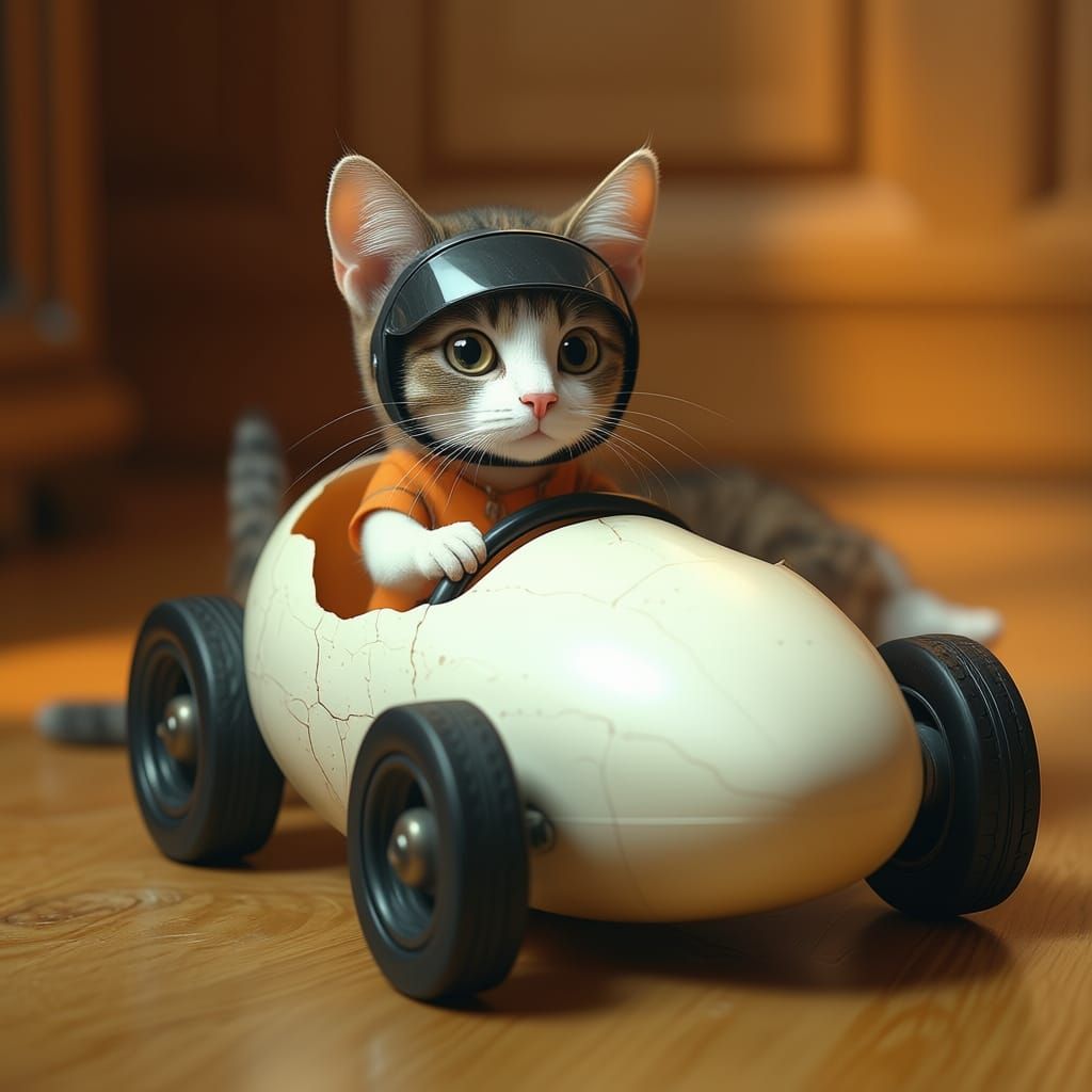 Hyperrealistic Mouse Drives an Eggshell