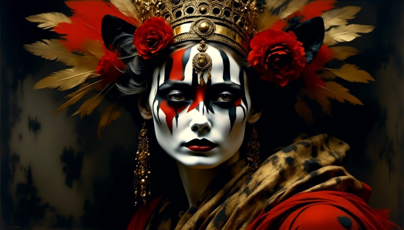 Mythic Beauty: The Lady or the Tiger in Red and Gold