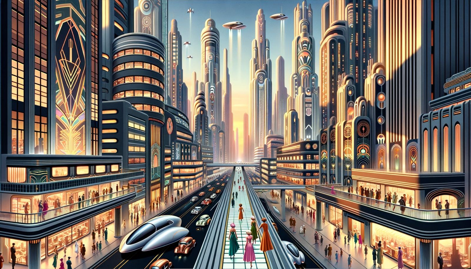 Futuristic Art Deco Cityscape: A Retro-Futurist Vision