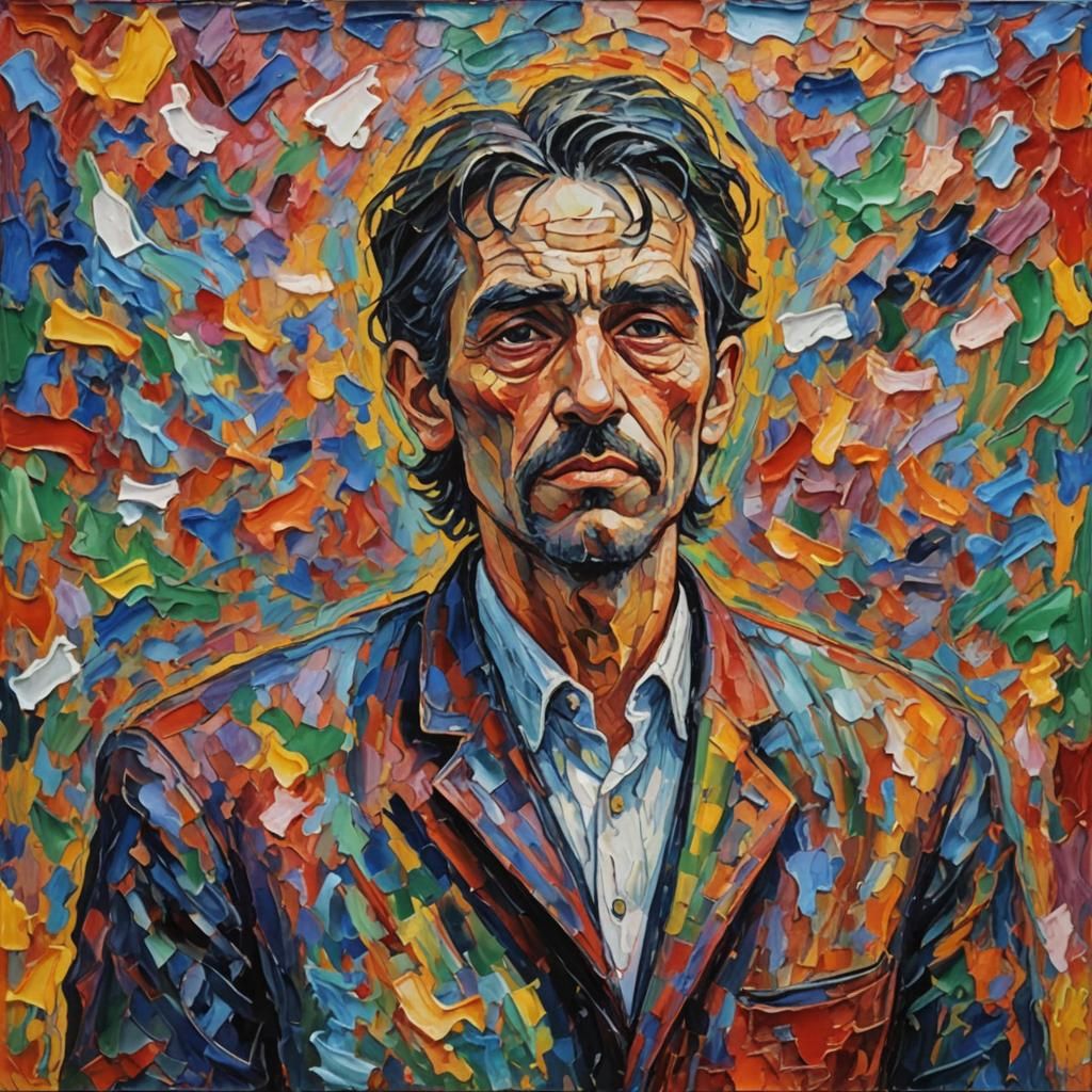 Colorful Expressionist Oil Painting in Impasto Style