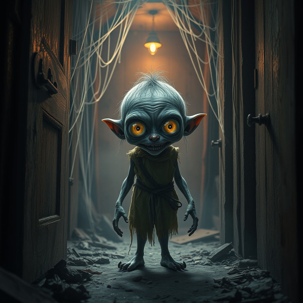 Ethereal Child in Attic: Dark Surrealism in 8k