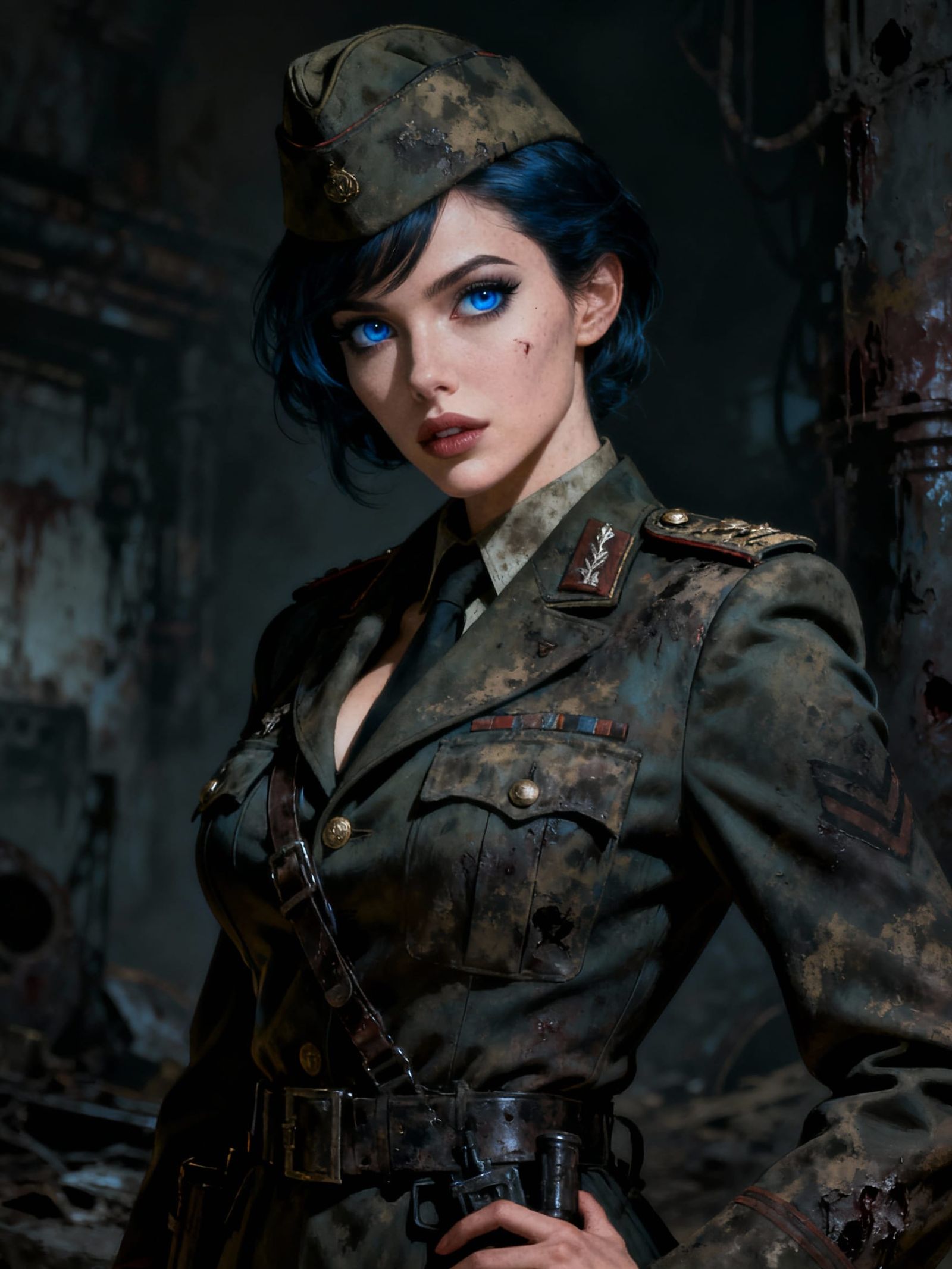Effeminate Sergeant Portrait in Dark Post-Apocalyptic Style