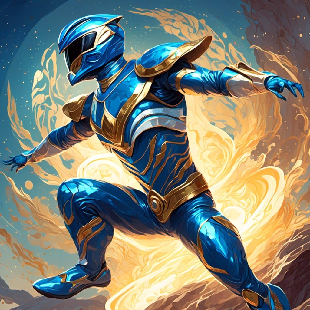 Blue Power Ranger in Dark Fantasy Style