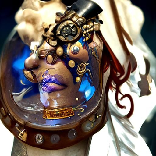 Steampunk Woman with Vitiligo Portrait in 8k
