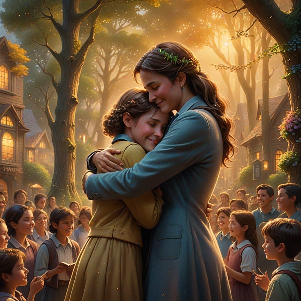 Heartfelt Teacher Split Screen in Ethereal Style