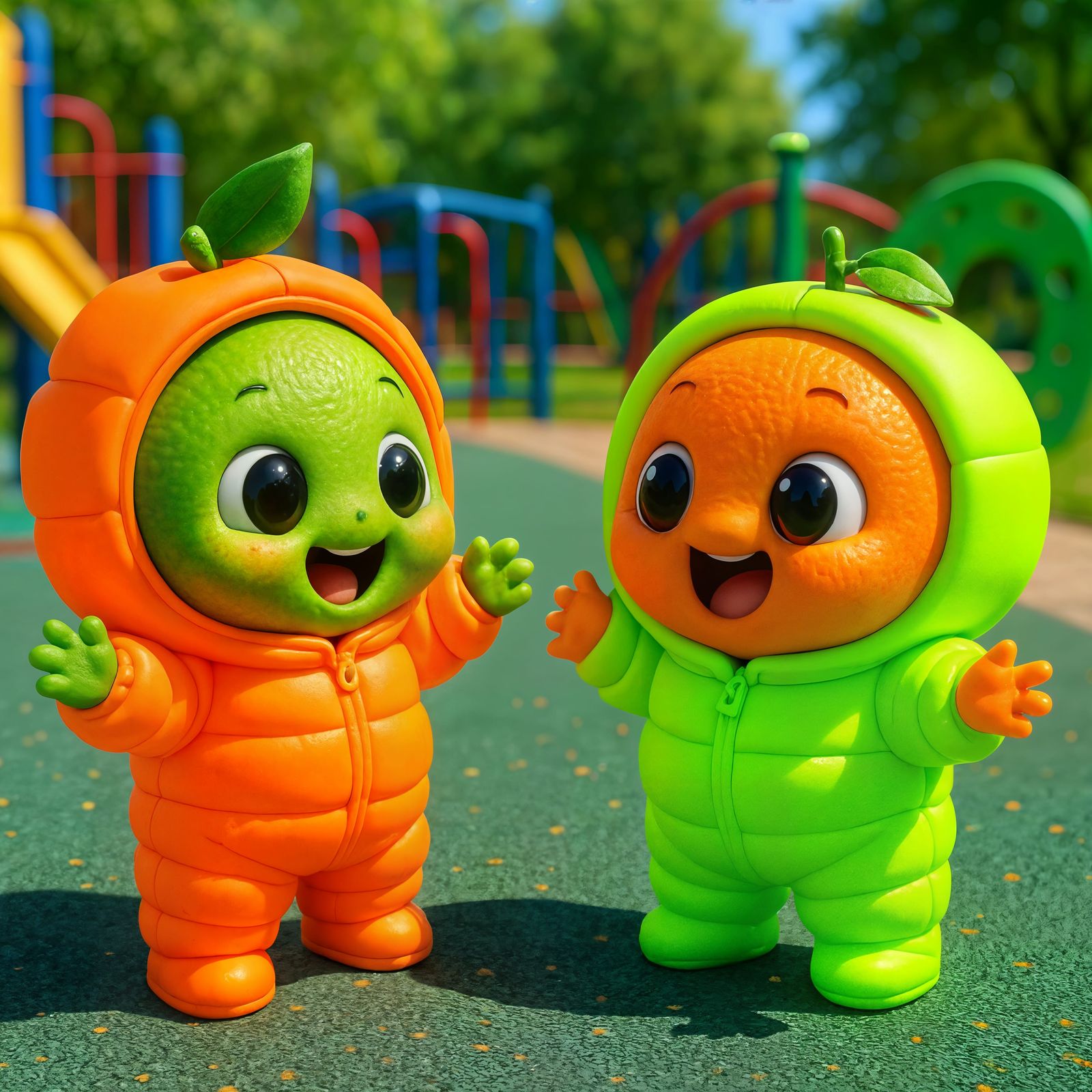 Chibi Lime and Orange in Neon Colors