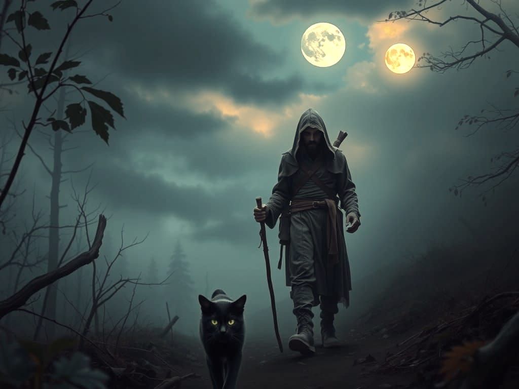 Moonlit Forest Encounter in Realist Style