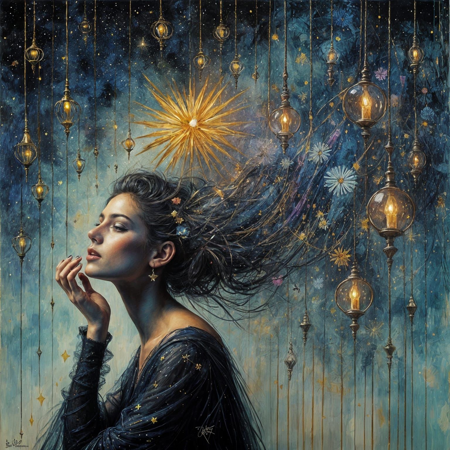 Italian Artist's Gouache on Cardboard Masterpiece