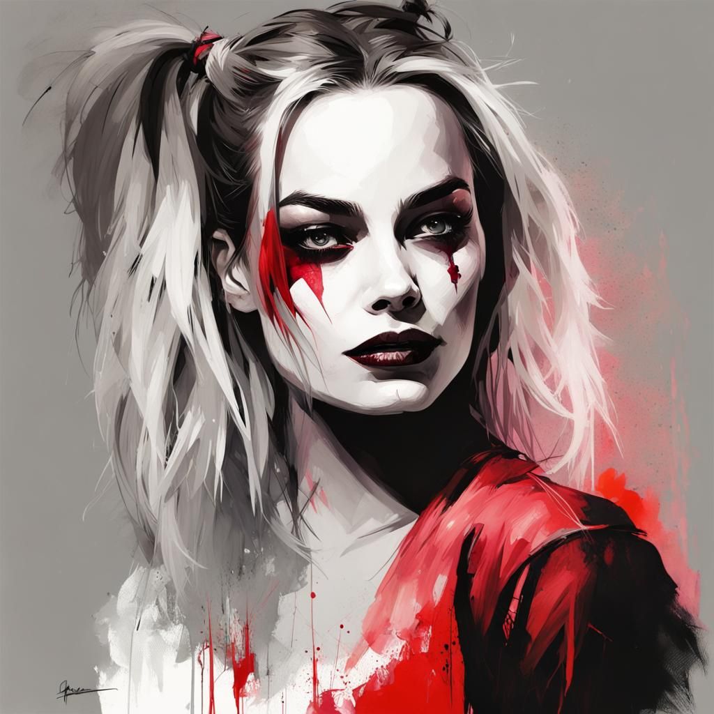 Crimson Ombre Portrait in Hyperrealistic Style